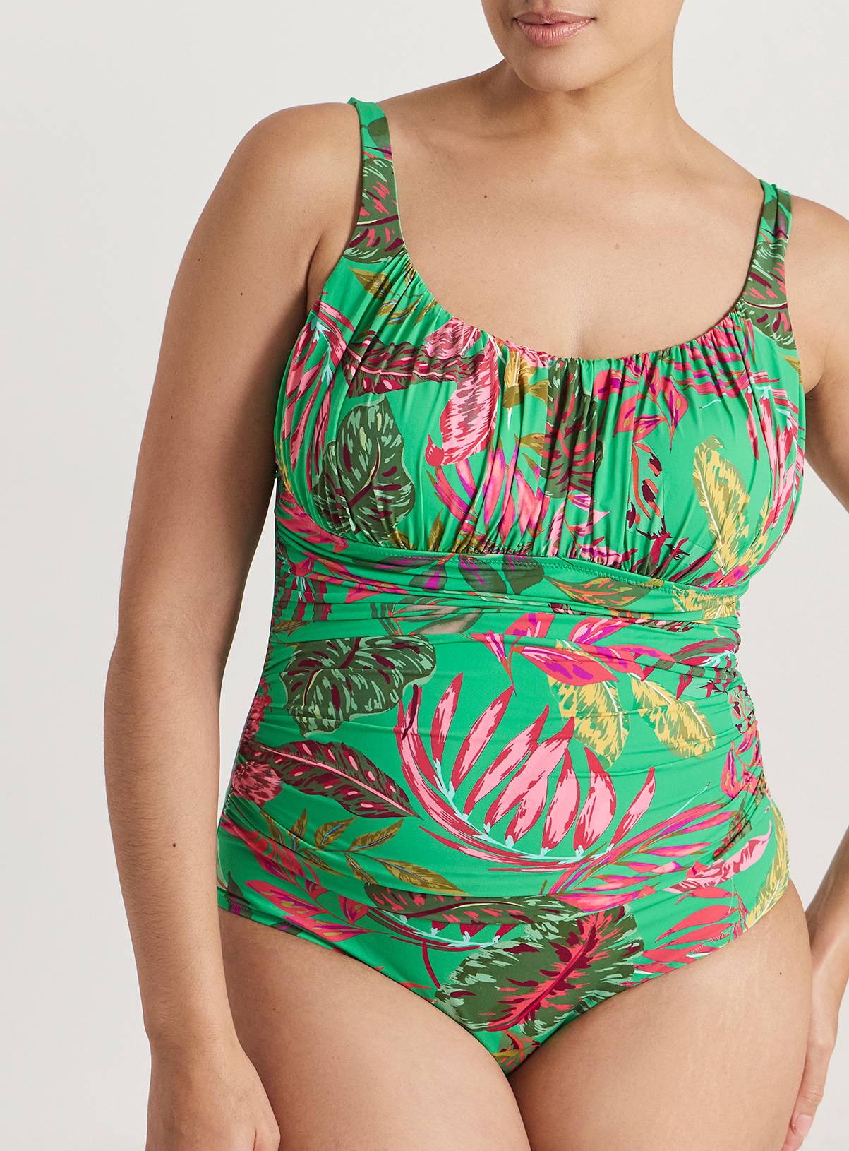 SIMPLY BE Magisculpt Lose Up To An Inch Tummy Control Swimsuit Tropical Print 32 - Image 4